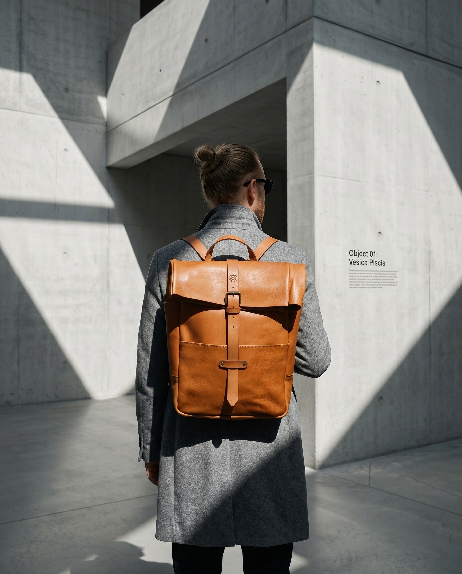 Kreta rolltop leather backpack
