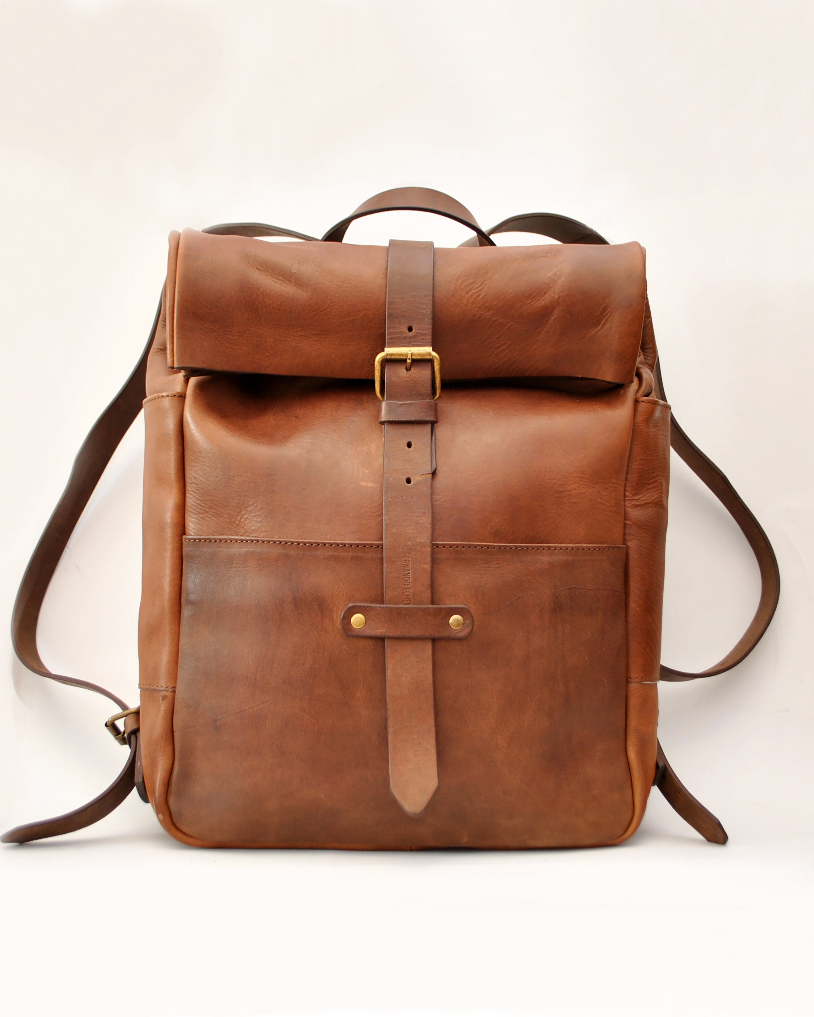 Kreta rolltop leather backpack
